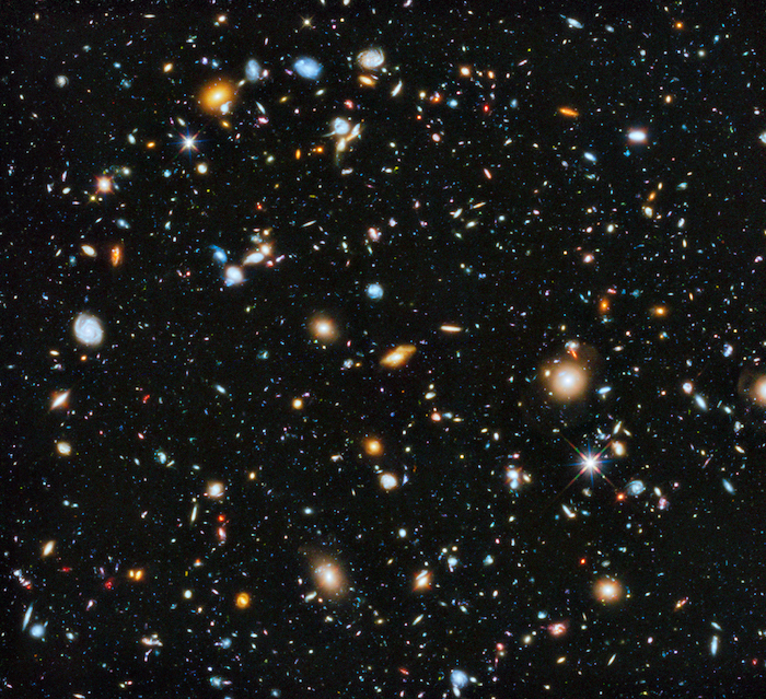 The Hubble Ultra-Deep Field image shows some of the most remote galaxies visible with present technology, each consisting of billions of stars. The image's area of sky is very small – equivalent in size to one tenth of a full moon. Photo credit: NASA