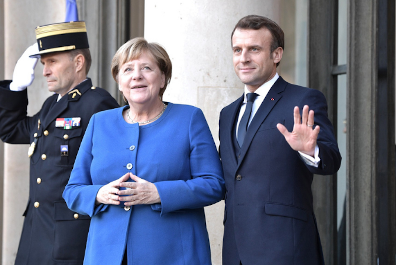 German Chancellor Angela Merkel and French President Emmanuel Macron. (Photo: via Wikimedia Commons)