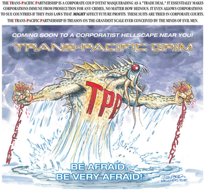 TPP cartoon & blurb