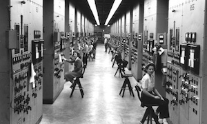 Women working on the Manhattan Project at a secret plant in Oak Ridge, Tennessee, during the second world war – when the enemy was clear. Photograph: Ed Westcott