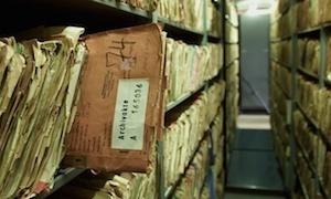 Card indexes of the former East German Stasi secret service are seen in Berlin. Photograph: Jan Bauer/AP
