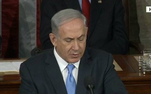Israeli Prime Minister Benjamin Netanyahu speaking to a joint session of the U.S. Congress on March 3, 2015. (Screen shot from CNN broadcast)