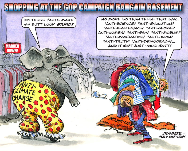 'GOP Bargain Basement.' Editorial cartoon by Gregory Crawford. © 2015 World News Trust