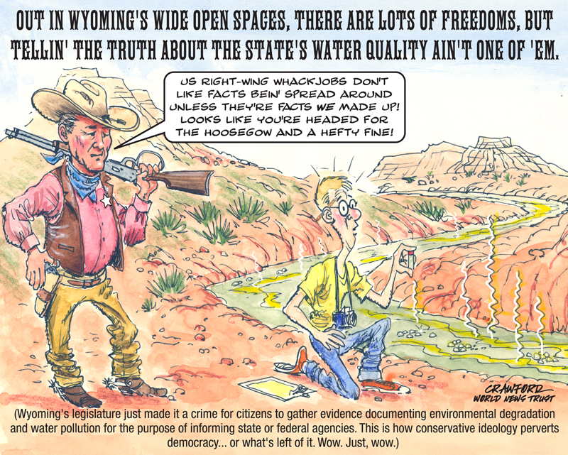 "Wyoming's New Low." Editorial cartoon by Gregory Crawford. © 2015 World News Trust