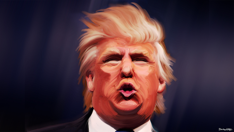 Donald Trump Caricature. By DonkeyHotey. Flckr (CC BY-SA 2.0)