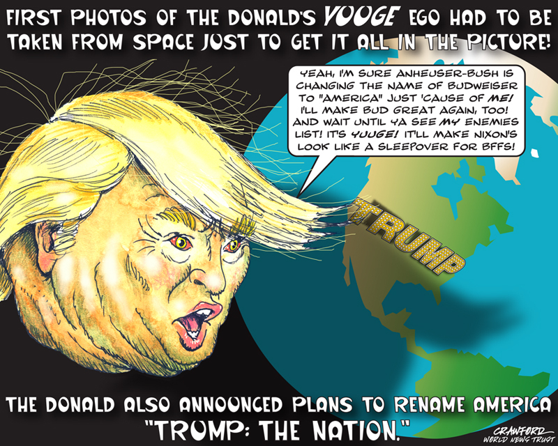 The Donald's Ego. Editorial cartoon by Gregory Crawford. © 2016 World News Trust.