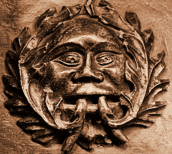 The "Wodwoses" have been described as a variant of the Green man,[5] seen here on a medieval misericord in Ludlow. The Drúedain are a fictional race of Men which were counted amongst the Edain, who made their way into Beleriand in the First Age, and were friendly to the Elves. They are part of the Middle-earth legendarium created by J. R. R. Tolkien. In The Lord of the Rings, they assist the Riders of Rohan to avoid ambush on the way to the Battle of the Pelennor Fields. The Drúedain are based on the mythological woodwoses, the wild men of the woods of Britain and Europe.