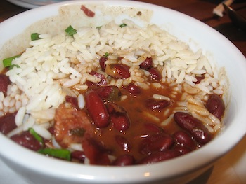 Red Beans and Rice at Angeline's Louisiana Kitchen - Berkeley, Calif.. Photo Credit: Arnold Gatilao from Fremont, Calif., USA, CC BY 2.0 <https://creativecommons.org/licenses/by/2.0>, via Wikimedia Commons