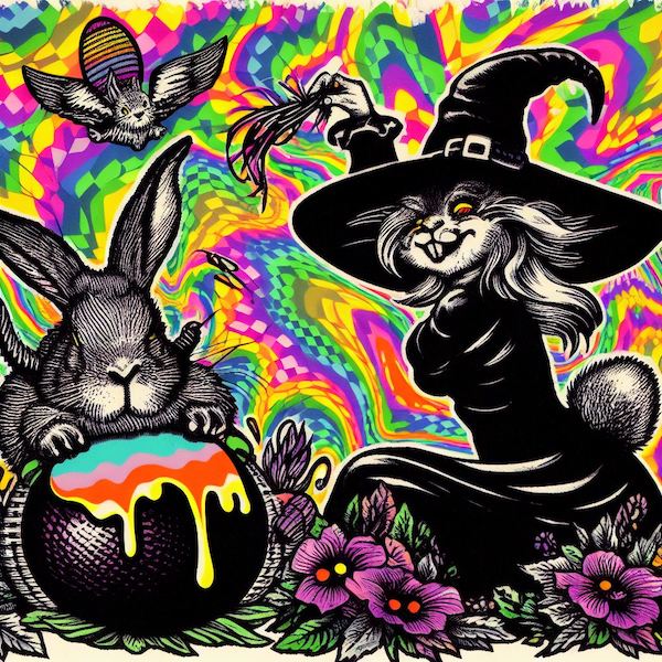 Easter Bunny Wicked Witch blotter art