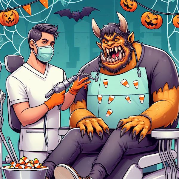 Monster dentist on Halloween. Bing