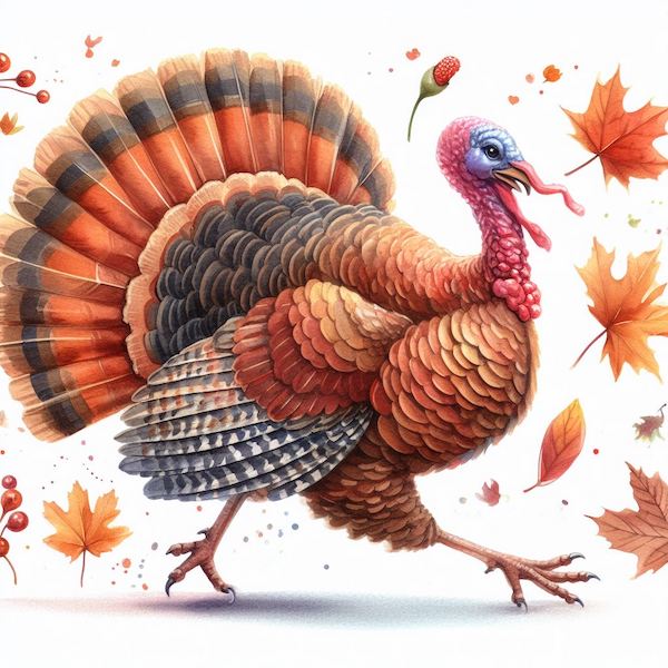 Happy Thanksgiving turkey running free