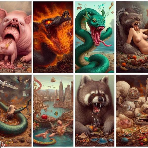 Seven sins in surrealistic style. Bing
